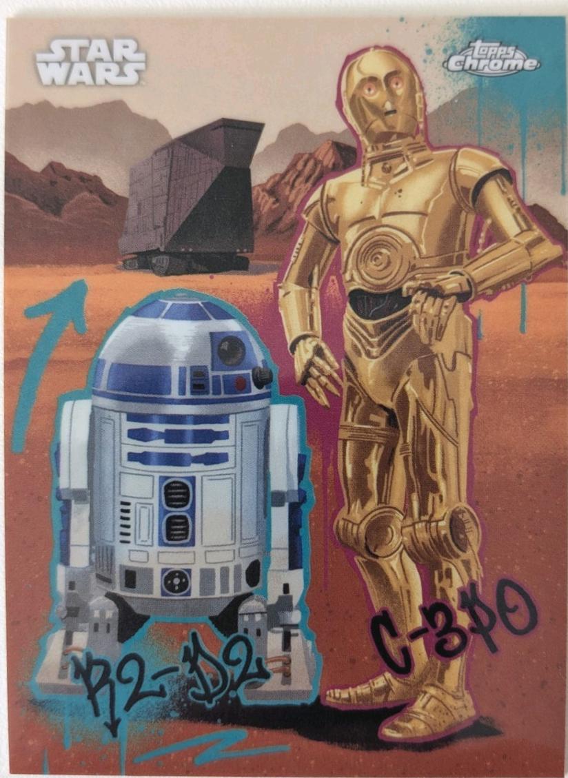 2025 Topps Chrome Galactic Graffiti C-3P0 / R2-D2 #GG-5 card