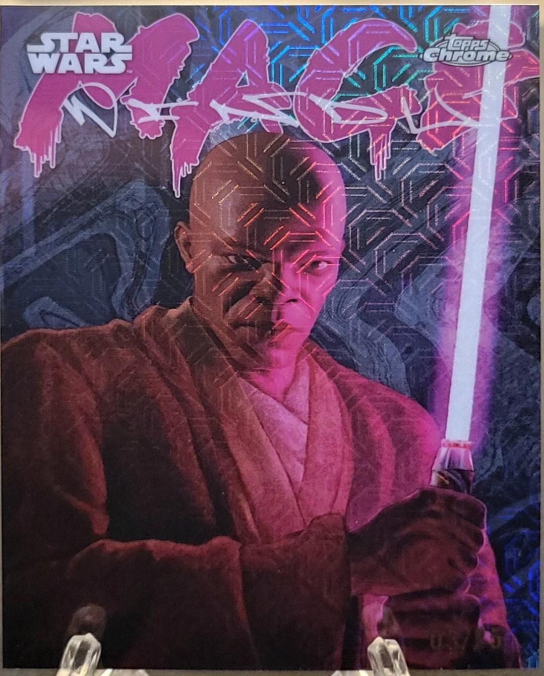 2025 Topps Chrome Galactic Graffiti Mace Windu [Mojo Refractor] #GG-13 card