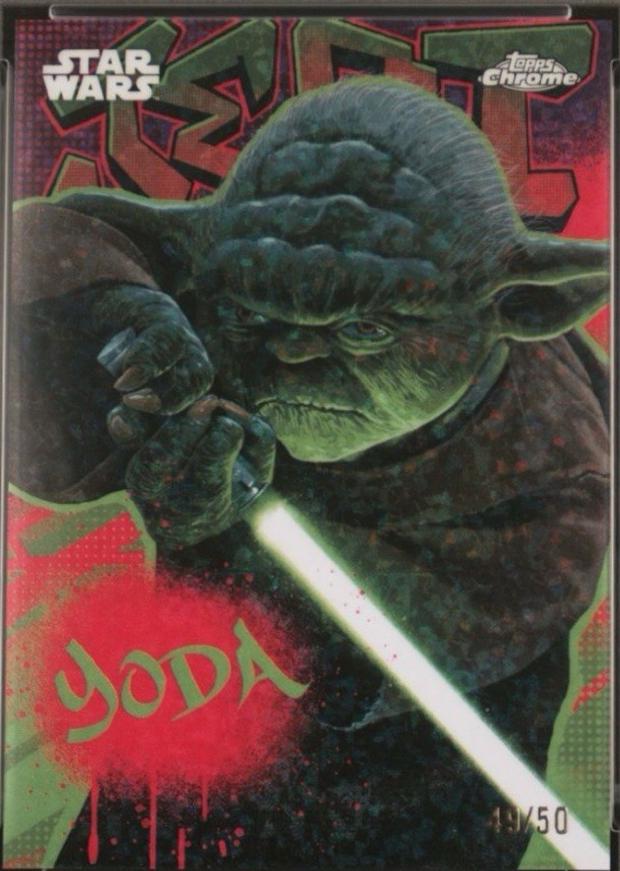 2025 Topps Chrome Galactic Graffiti Yoda [Mini-Diamonds Refractor] #GG-21 card