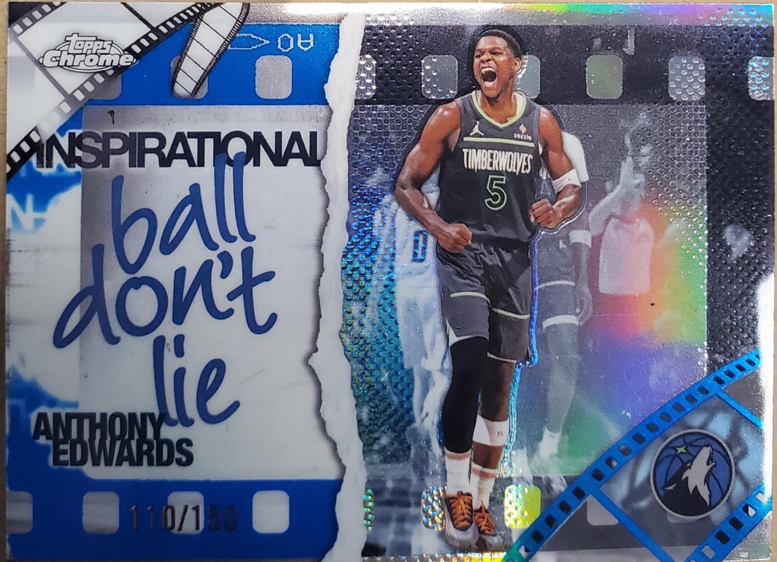 2025 Topps Chrome Inspirational Anthony Edwards [Blue Refractor] #IP-5 card