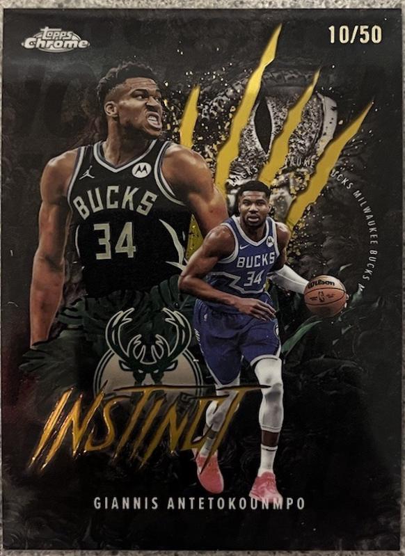 2025 Topps Chrome Instinct Giannis Antetokounmpo [Refractor Gold] #INS-4 card
