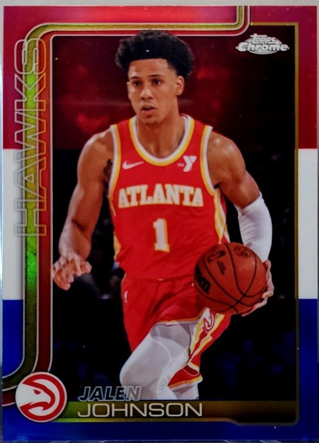 2025 Topps Chrome Jalen Johnson [Red White Blue Refractor] #56 card