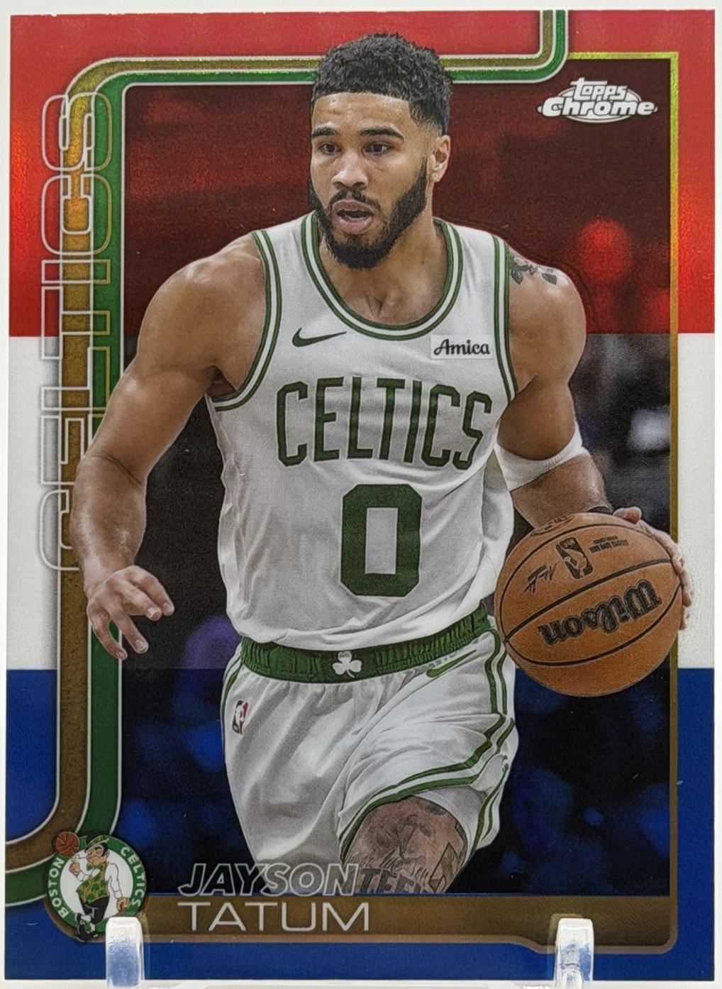 2025 Topps Chrome Jayson Tatum [Red White Blue Refractor] #49 card