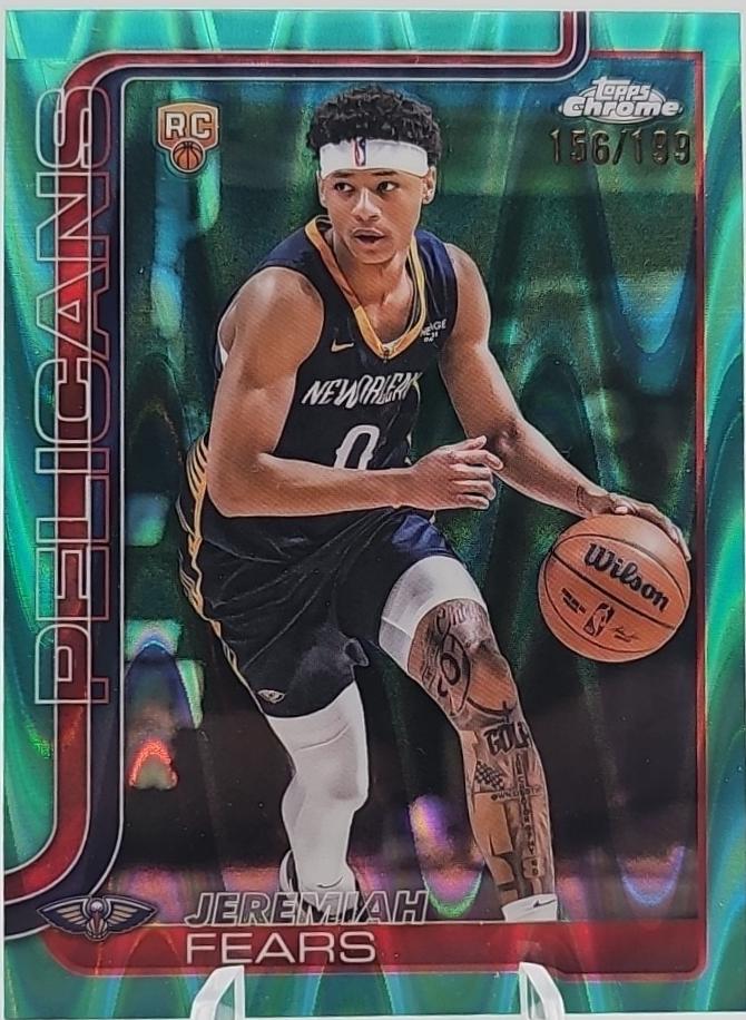 2025 Topps Chrome Jeremiah Fears [RayWave Aqua Refractor] #257 card