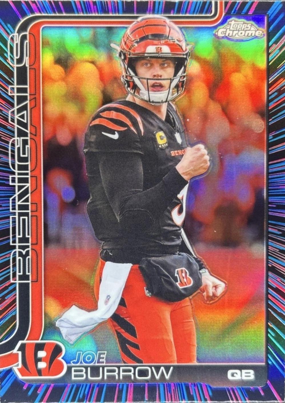2025 Topps Chrome Joe Burrow [Neon Pulse Refractor] #61 card