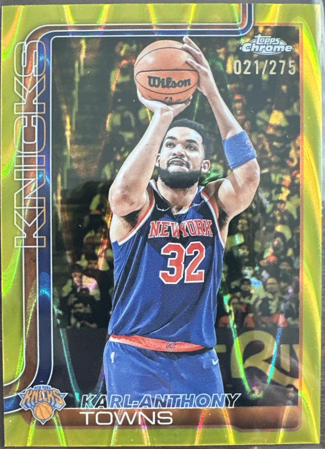 2025 Topps Chrome Karl-Anthony Towns [Yellow Basketball Refractor] #179 card