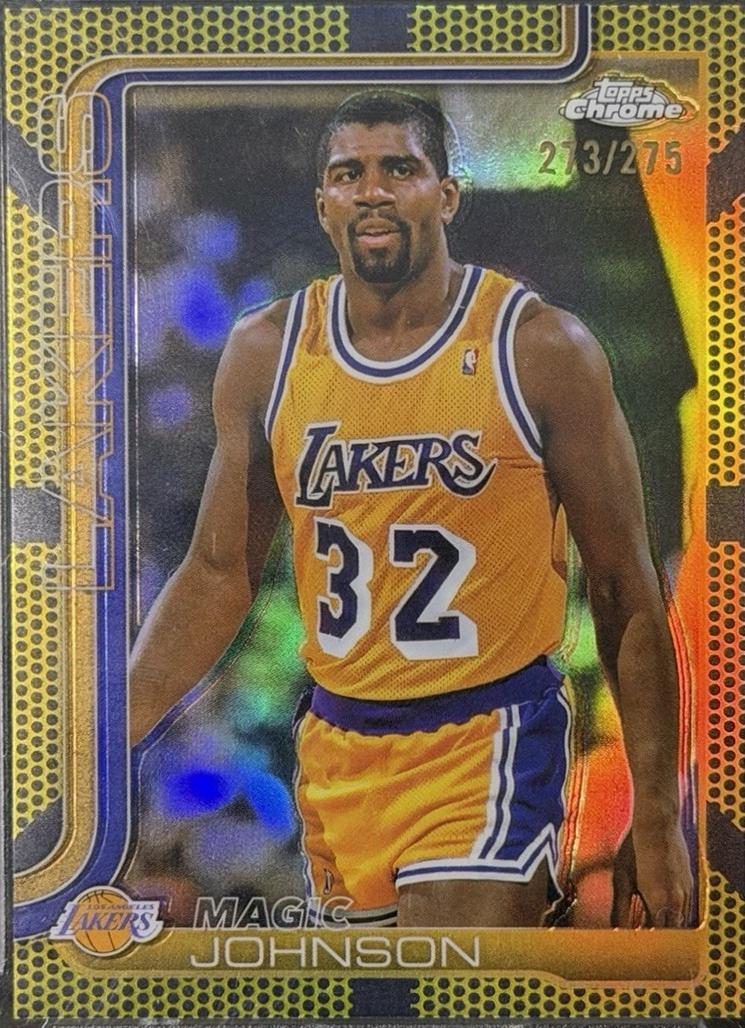 2025 Topps Chrome Magic Johnson [Yellow Refractor] #244 card