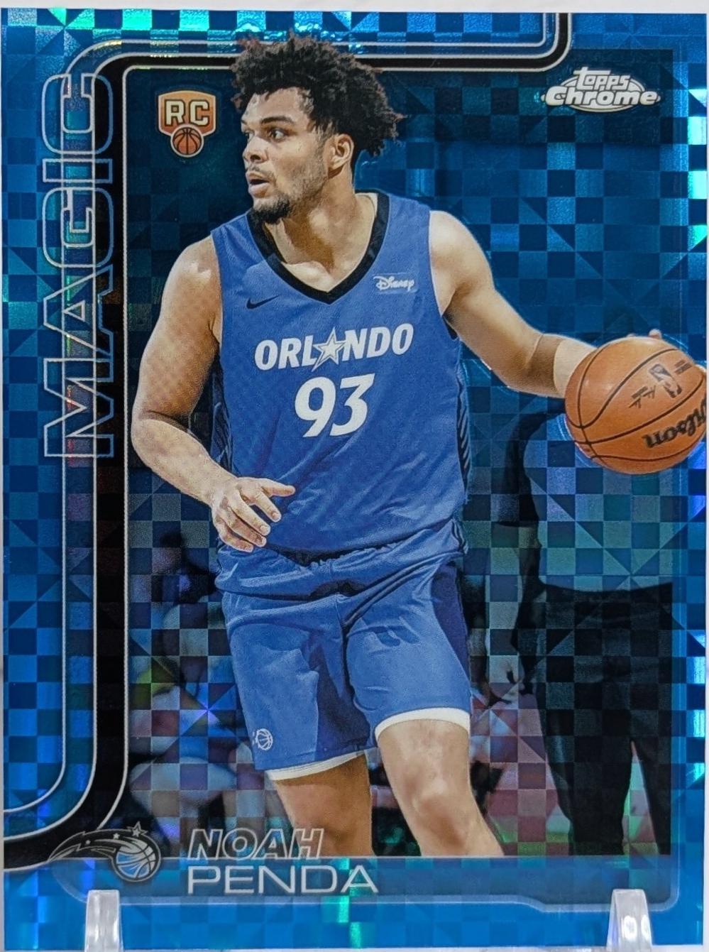 2025 Topps Chrome Noah Penda [Blue X-Fractor] #282 card