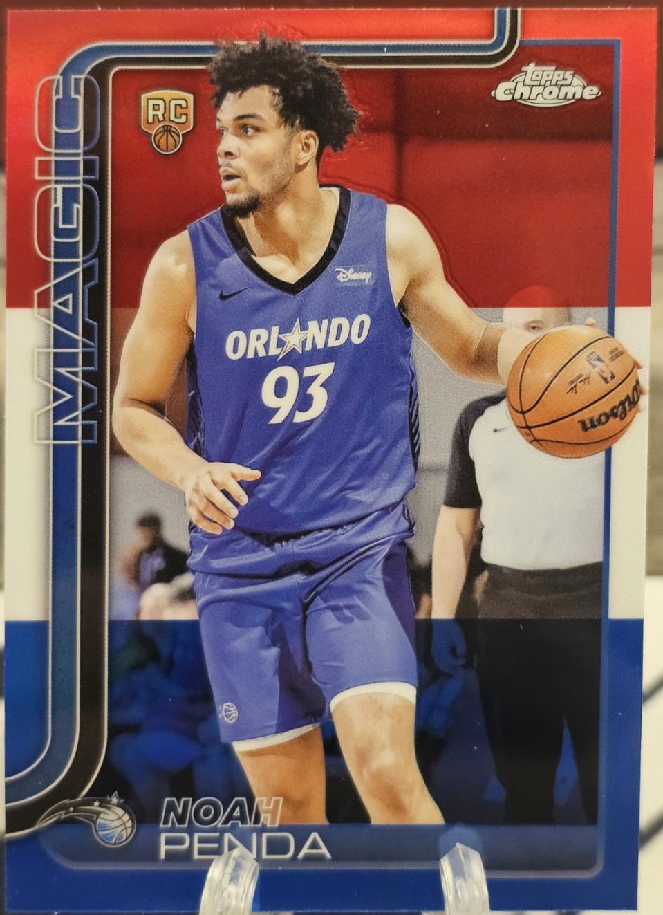 2025 Topps Chrome Noah Penda [Red White Blue Refractor] #282 card