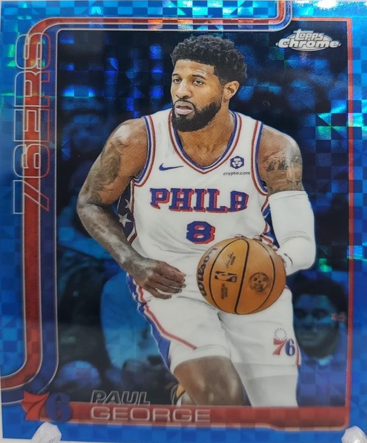 2025 Topps Chrome Paul George [Blue X-Fractor] #171 card
