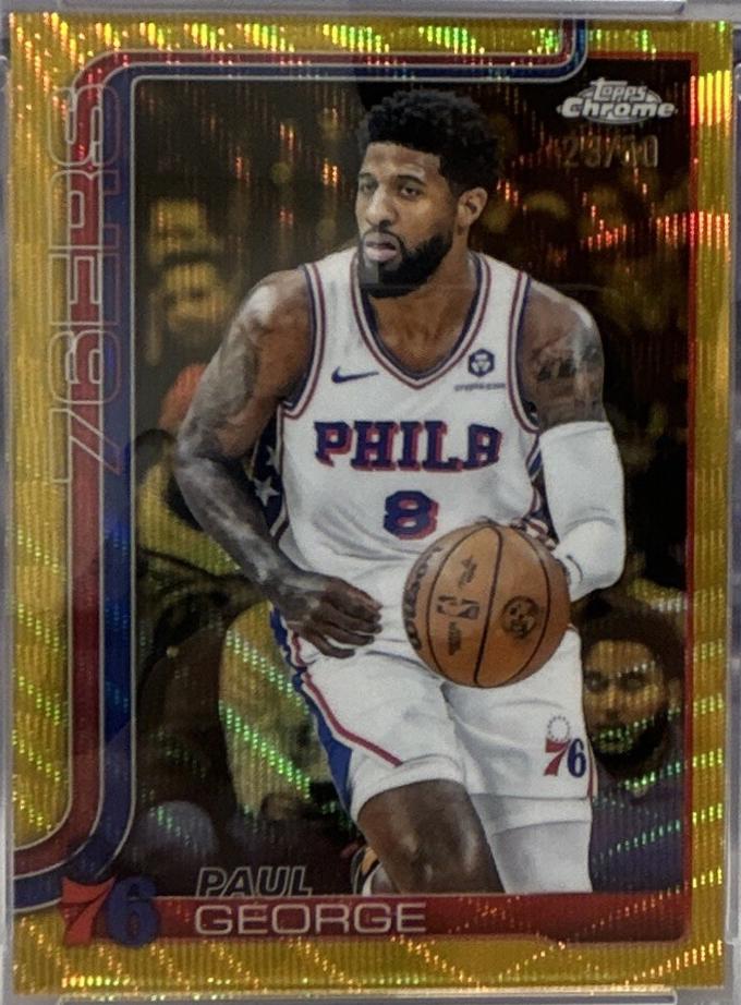 2025 Topps Chrome Paul George [Gold Wave Refractor] #171 card