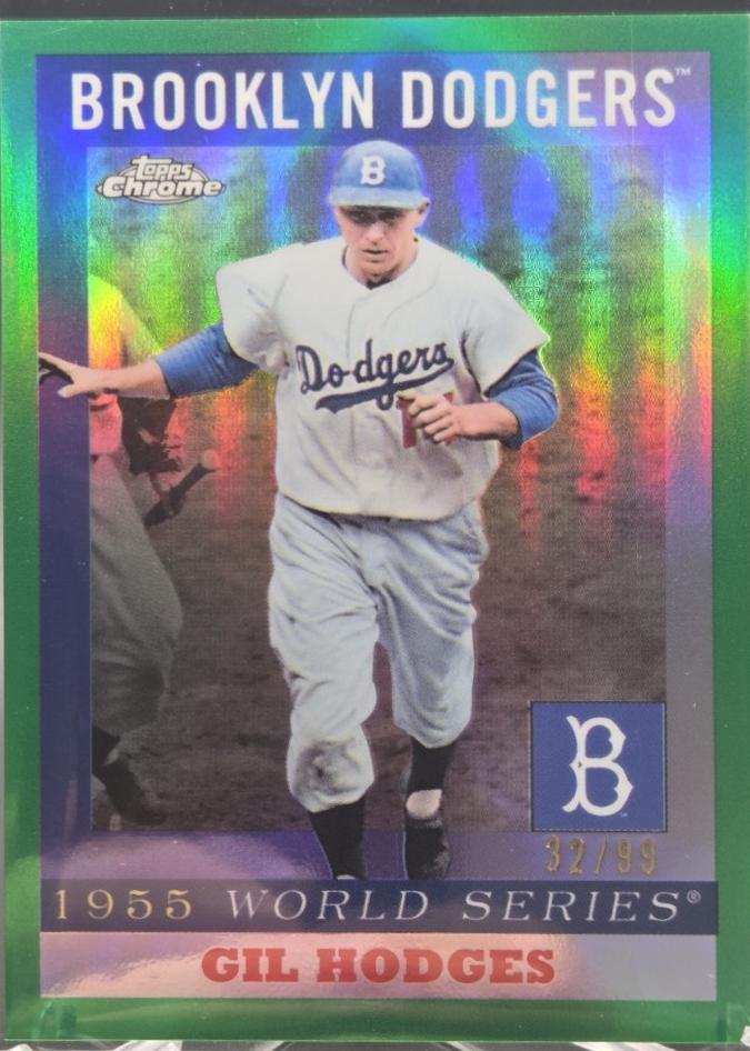 2025 Topps Chrome Platinum 1955 World Series Gil Hodges [Green] #55WS-5 card