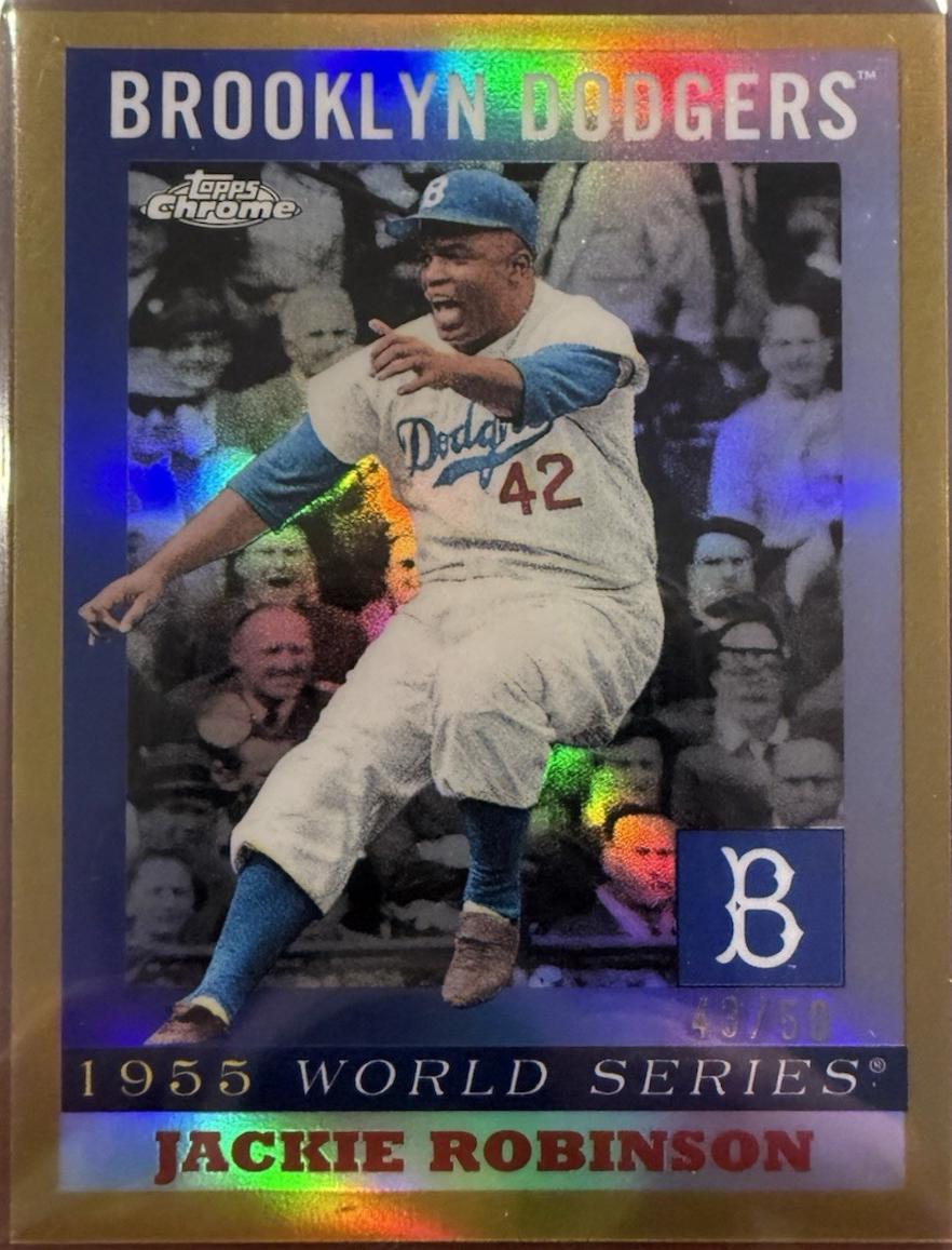 2025 Topps Chrome Platinum 1955 World Series Jackie Robinson [Gold] #55WS-3 card