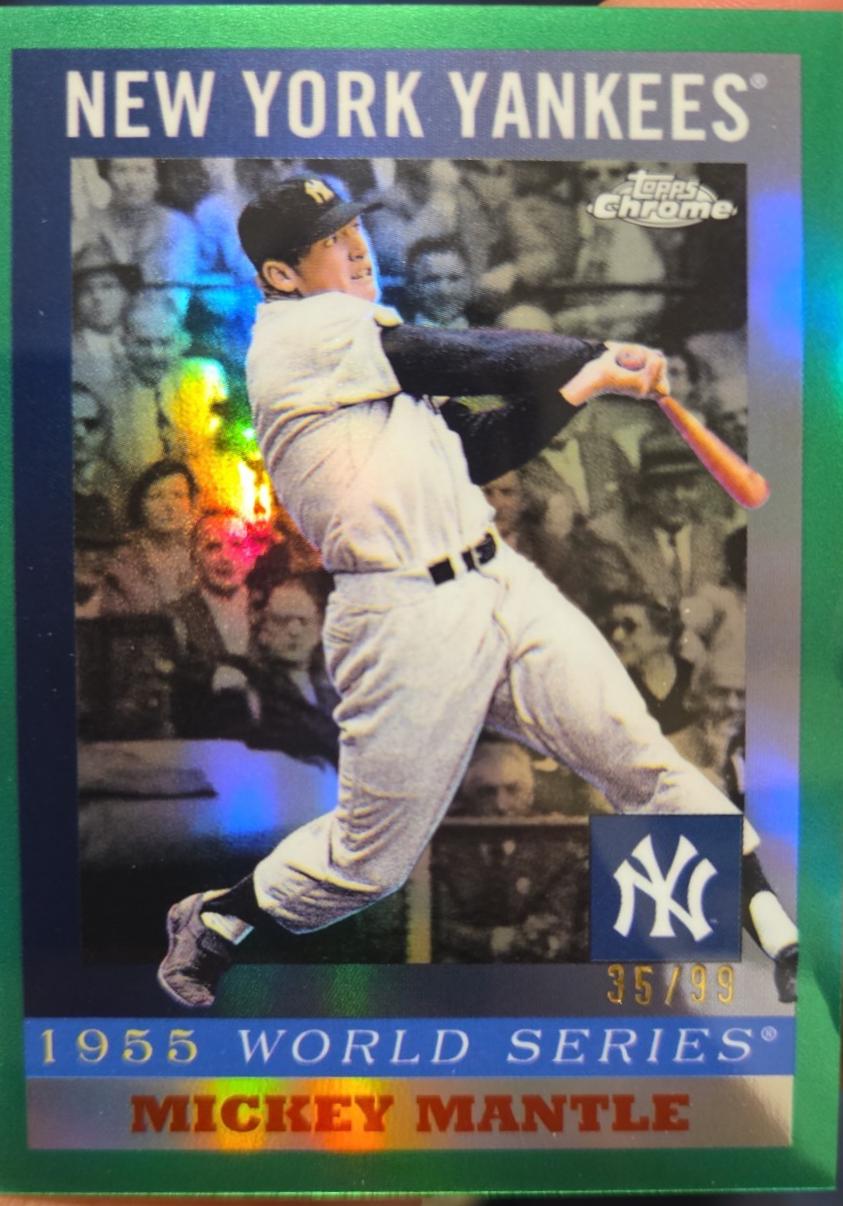 2025 Topps Chrome Platinum 1955 World Series Mickey Mantle [Green] #55WS-10 card