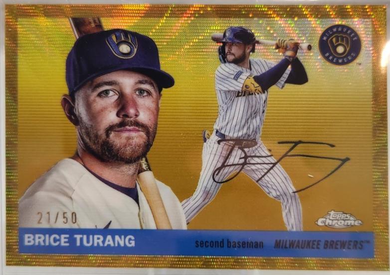 2025 Topps Chrome Platinum Brice Turang [Gold Wave] #119 card