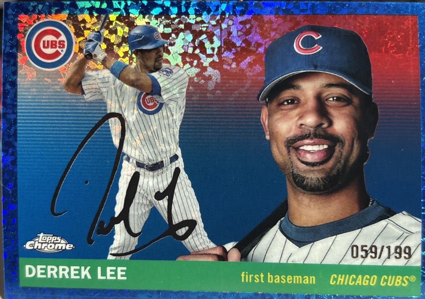 2025 Topps Chrome Platinum Derrek Lee [Blue Mini-Diamond Refractor] #424 card