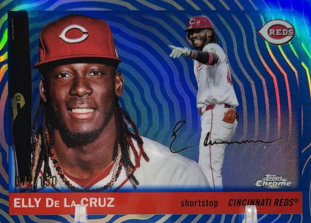 2025 Topps Chrome Platinum Elly De La Cruz [Blue Vibrations Refractor] #4 card