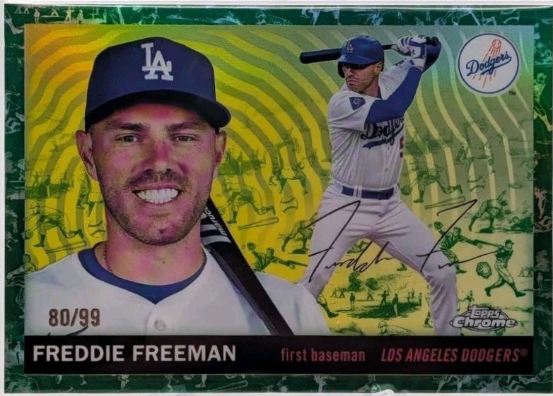 2025 Topps Chrome Platinum Freddie Freeman [Green Vibrations Refractor] #79 card