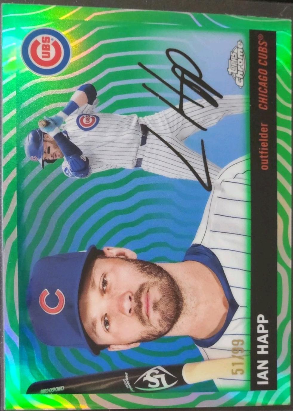 2025 Topps Chrome Platinum Ian Happ [Green Vibrations Refractor] #80 card