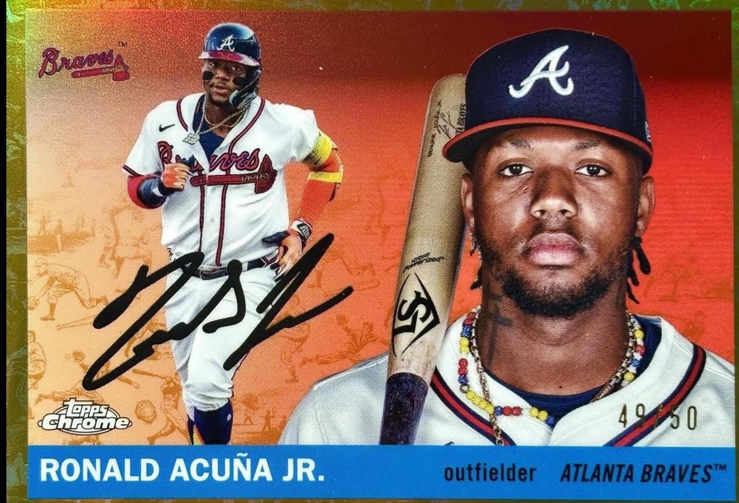 2025 Topps Chrome Platinum Ronald Acuna Jr. [Toile Cream Gold Refractor] #5 card