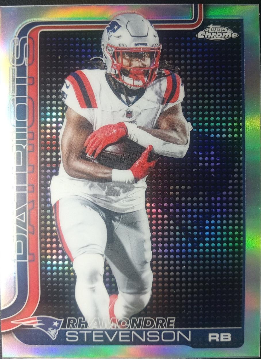 2025 Topps Chrome Rhamondre Stevenson [Lightboard Logo Variation] #210 card
