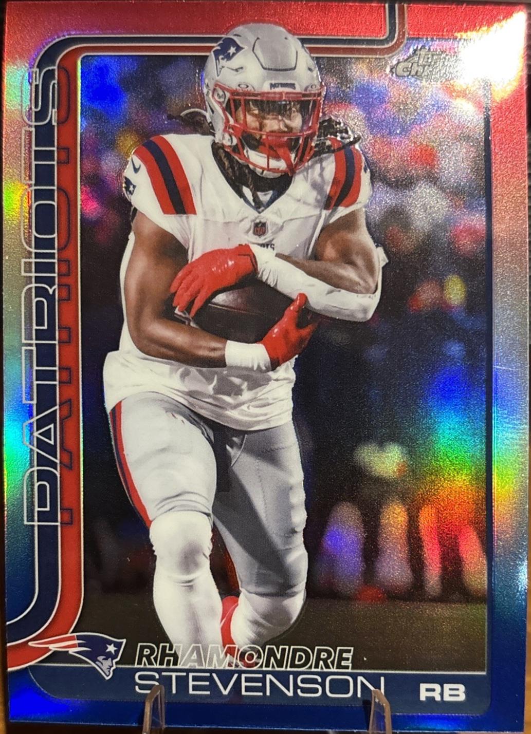 2025 Topps Chrome Rhamondre Stevenson [Red White Blue Refractor] #210 card