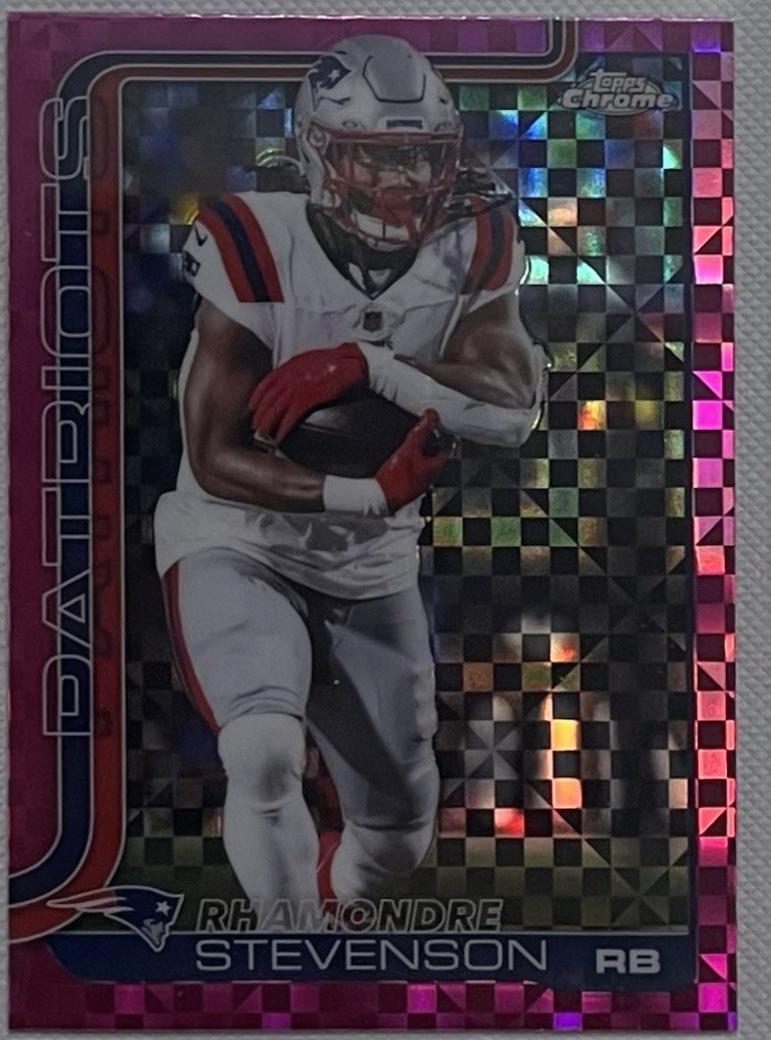 2025 Topps Chrome Rhamondre Stevenson [X-Fractor Pink] #210 card