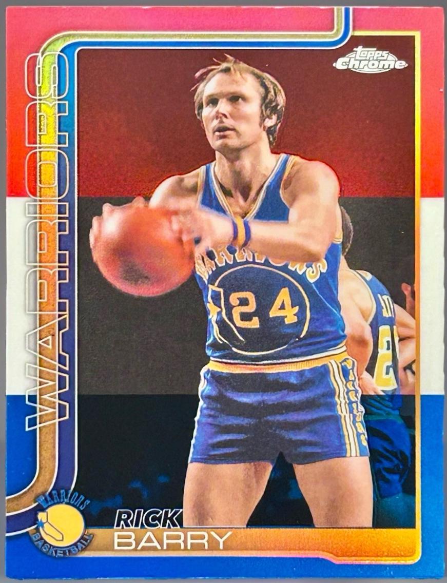 2025 Topps Chrome Rick Barry [Red White Blue Refractor] #249 card