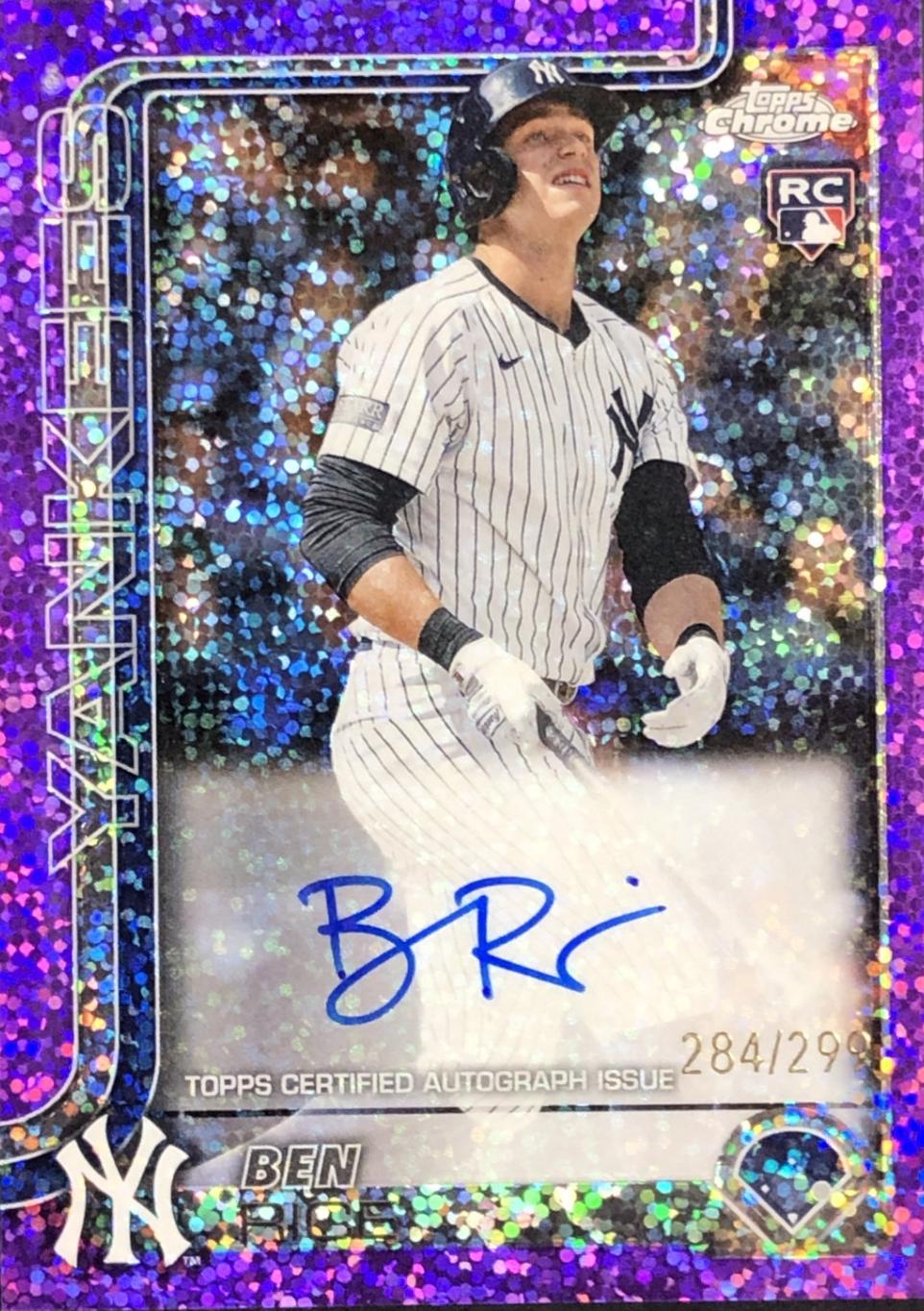 2025 Topps Chrome Rookie Autograph Ben Rice [Purple Speckle Refractor] #RA-BR card