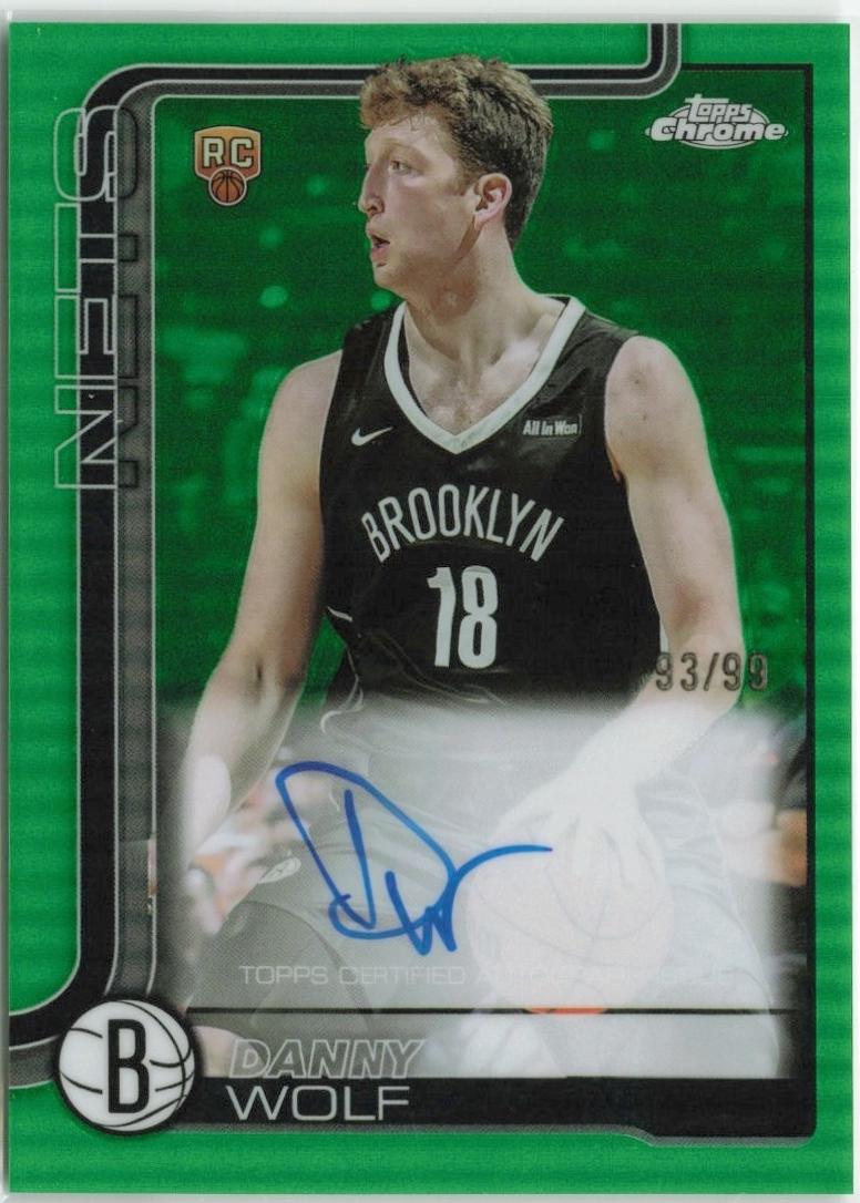 2025 Topps Chrome Rookie Autograph Danny Wolf [Green Refractor] #TCAR-DW card