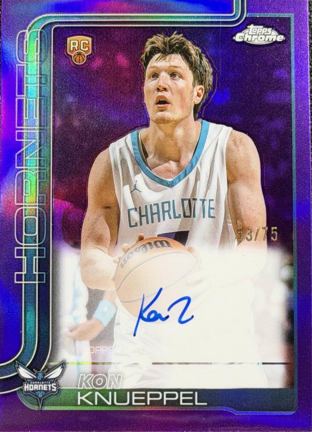 2025 Topps Chrome Rookie Autograph Kon Knueppel [Purple Refractor] #TCAR-KK card