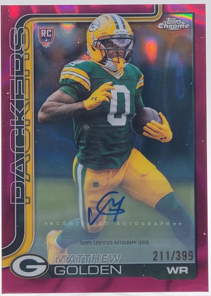 2025 Topps Chrome Rookie Autograph Matthew Golden [Magenta Lava Refractor] #RA-MGO card