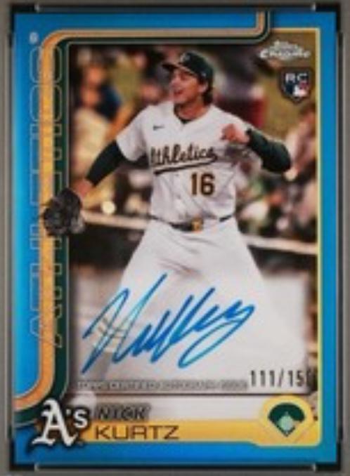 2025 Topps Chrome Rookie Autograph Nick Kurtz [Blue Refractor] #RA-KU card