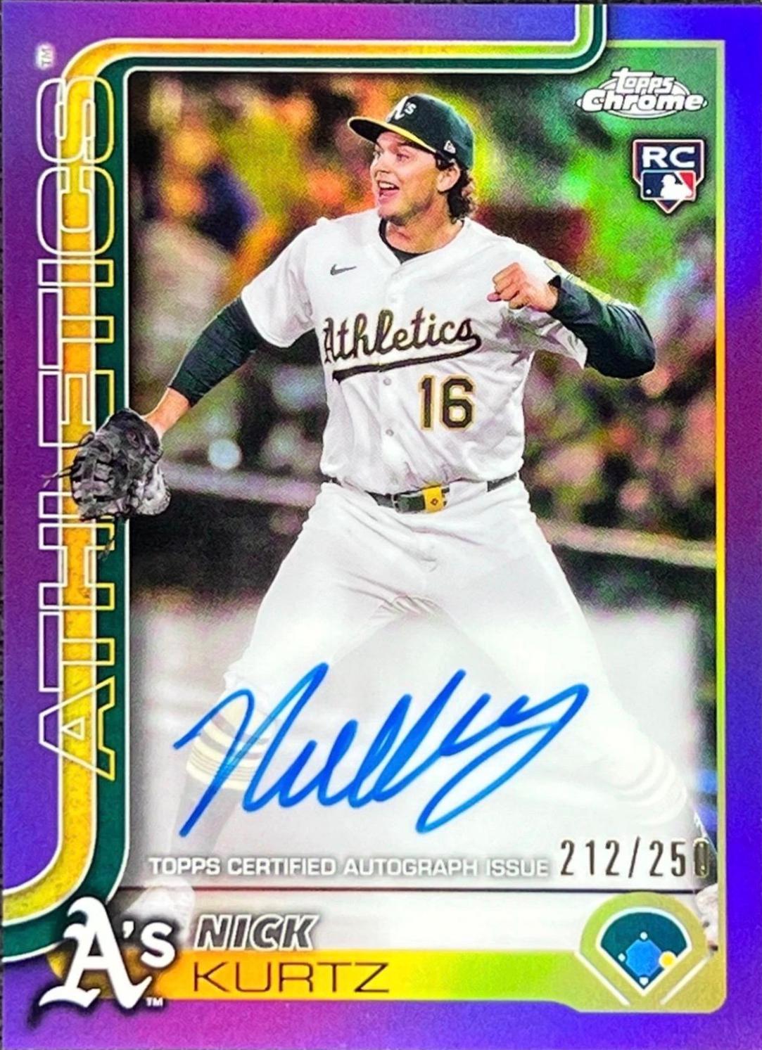2025 Topps Chrome Rookie Autograph Nick Kurtz [Purple Refractor] #RA-KU card