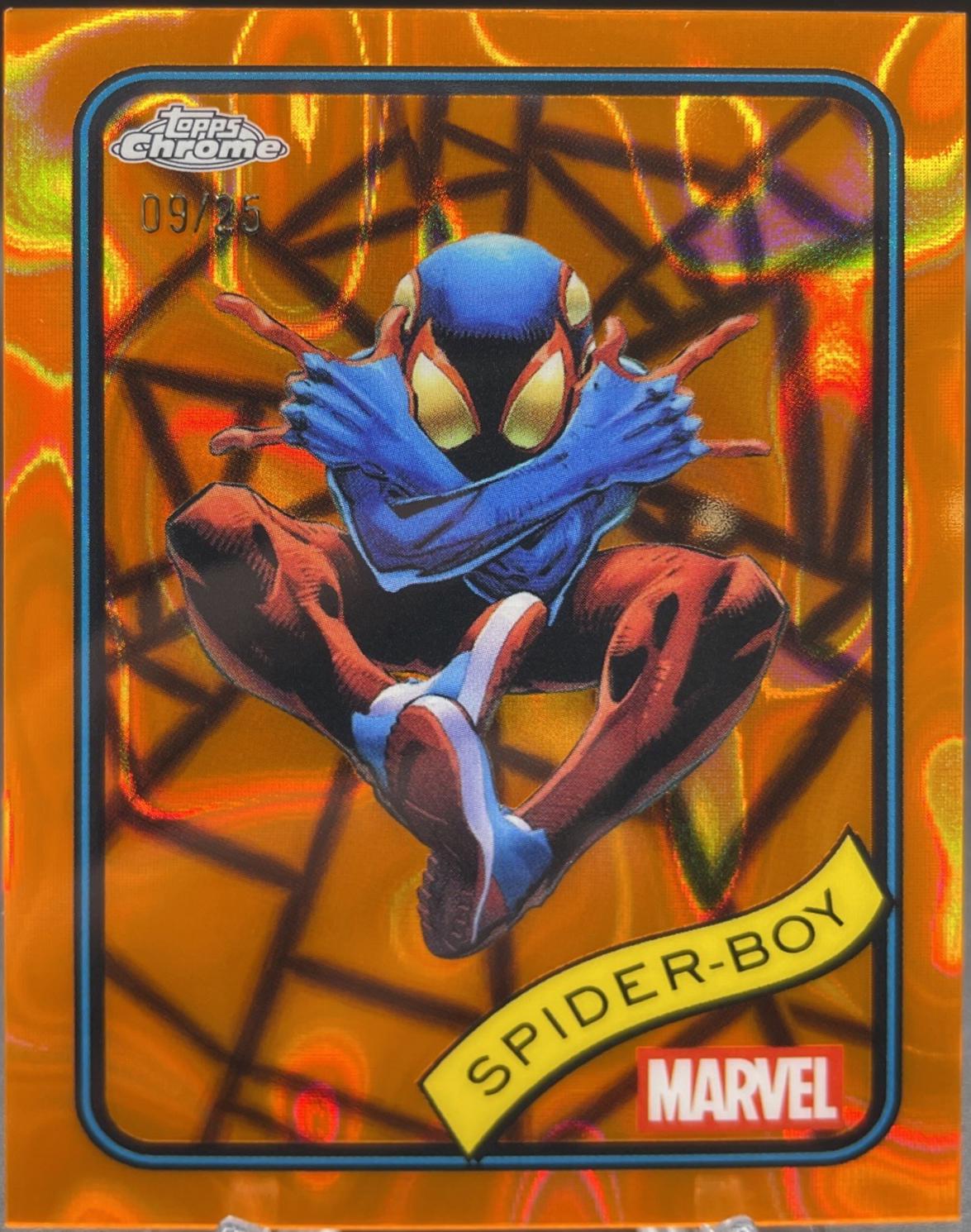2025 Topps Chrome Spider-Boy [Orange Lava] #57 card