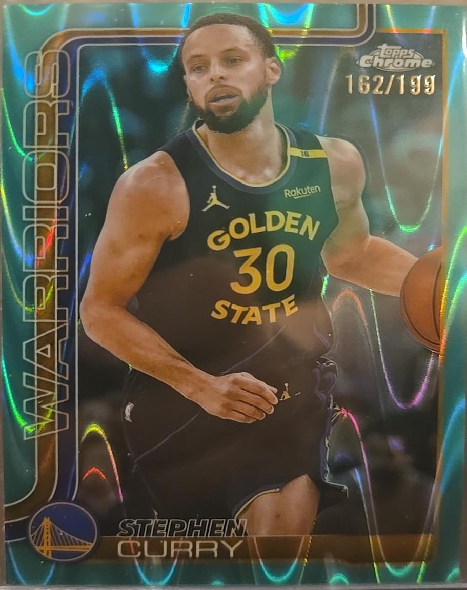 2025 Topps Chrome Stephen Curry [RayWave Aqua Refractor] #201 card