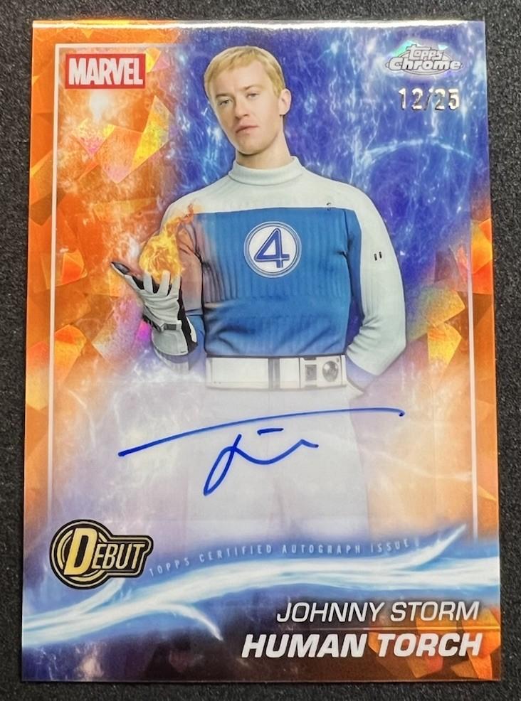2025 Topps Chrome Studios Autograph Joseph Quinn as Human Torch [Orange] #AA-JQ card