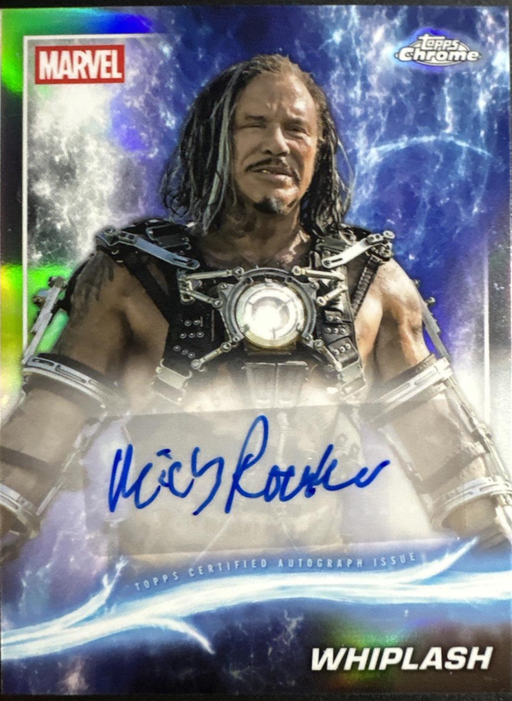 2025 Topps Chrome Studios Autograph Mickey Rourke as Whiplash #AA-MKR card