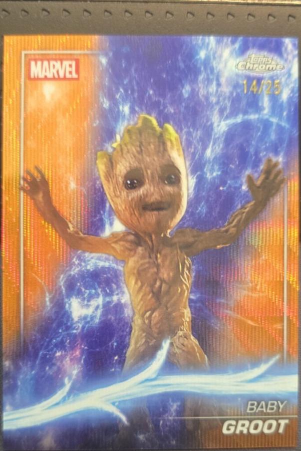 2025 Topps Chrome Studios Baby Groot [Orange Wave Refractor] #73 card