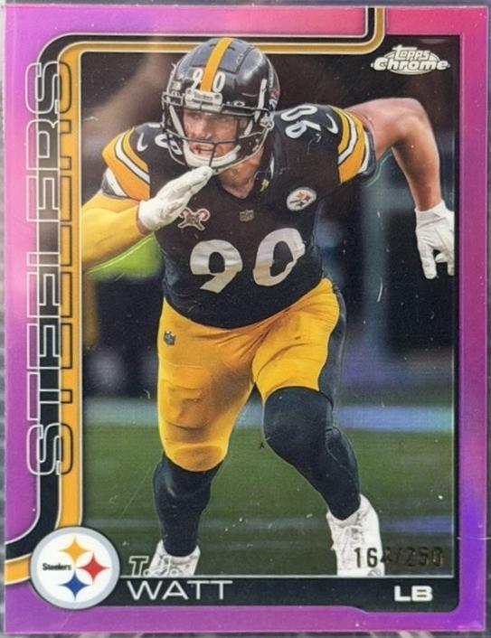 2025 Topps Chrome T.J. Watt [Pink Wave] #258 card