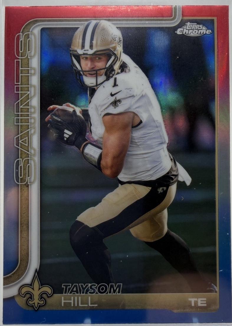 2025 Topps Chrome Taysom Hill [Red White Blue Refractor] #222 card