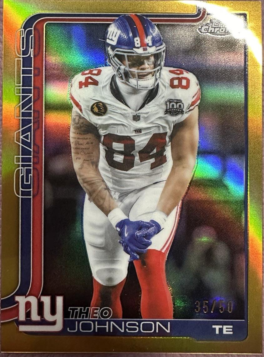 2025 Topps Chrome Theo Johnson [Leather Gold] #233 card