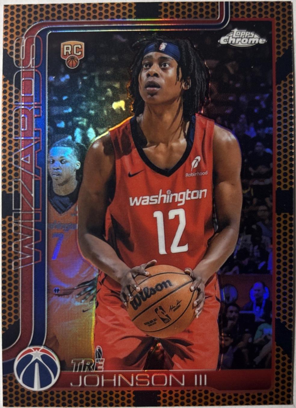 2025 Topps Chrome Tre Johnson III [Basketball Refractor] #256 card