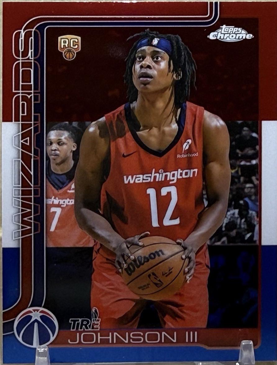 2025 Topps Chrome Tre Johnson III [Red White Blue Refractor] #256 card