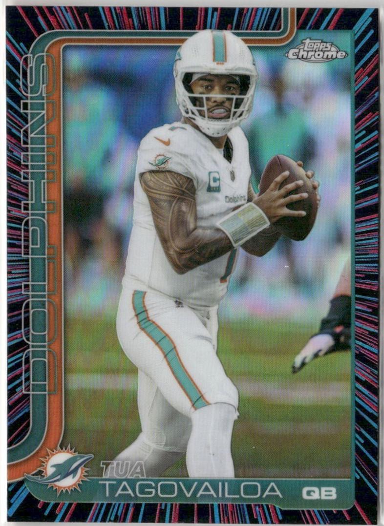 2025 Topps Chrome Tua Tagovailoa [Neon Pulse Refractor] #187 card