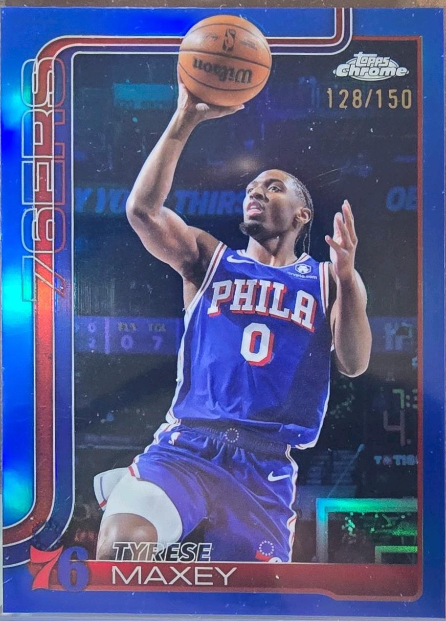 2025 Topps Chrome Tyrese Maxey [Blue Refractor] #185 card