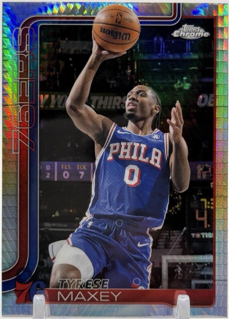 2025 Topps Chrome Tyrese Maxey [Prism Refractor] #185 card