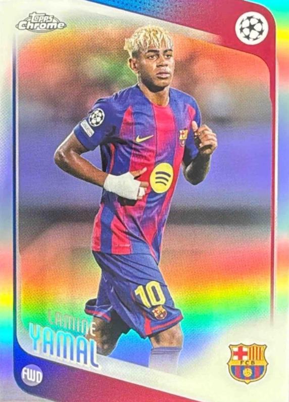 2025 Topps Chrome UEFA Lamine Yamal [Refractor] #10 card