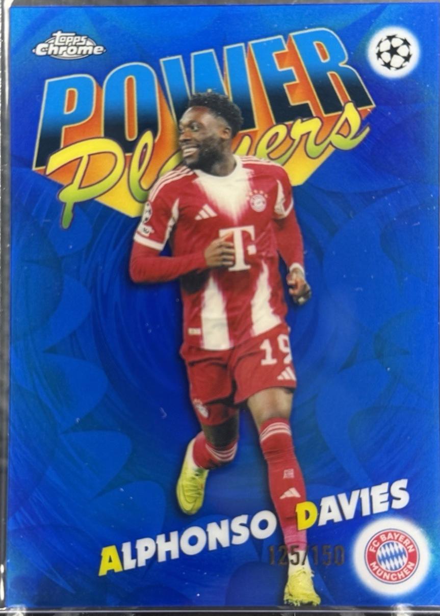 2025 Topps Chrome UEFA Power Players Alphonso Davies [Blue] #PP-19 card