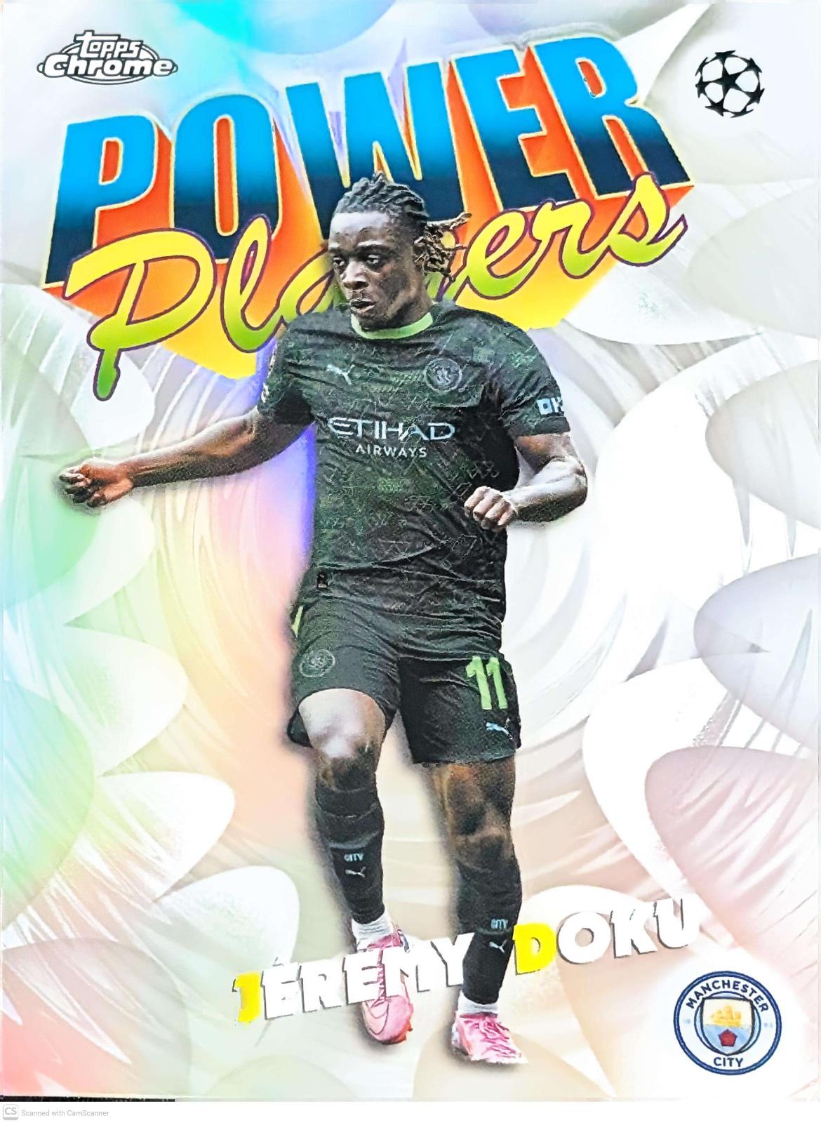 2025 Topps Chrome UEFA Power Players Jeremy Doku #PP-7 card